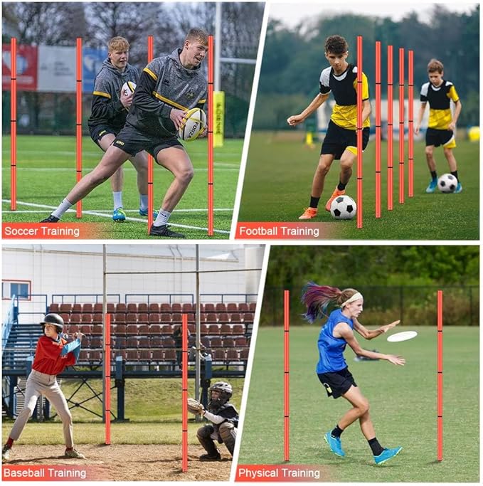 Soccer Agility Training Equipment, Includes 20ft Agility Ladder, 6 Adjustable Agility Poles, 10 Disc Cones, Jump Rope-Speed Training Set for Soccer Football Basketball Athletes