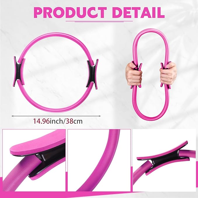 Syhood Pilates Ring 11. 81 Inch Pilates Circle Yoga Ring Magic Lightweight Flexible Workout Equipment for Fitness Physical Therapy Resistance Exercise Arms Legs