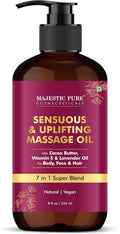 MAJESTIC PURE Cocoa Massage Oil for Massage Therapy - Refreshing, and Relaxing - Natural Oils with Cocoa Butter, Vitamin E & Lavender Oil - for All Skin Types - Men and Women Massage Lotion - 8 fl oz