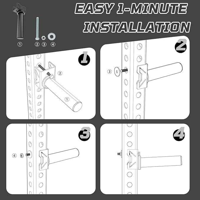 Weight Plate Holder for Power Rack – Choose 2×2 or 3×3 Uprights – Fits 5/8" to 1" Hole Diameter, Heavy-Duty Steel Plate Storage Pegs, Bolt-On Design, Pair