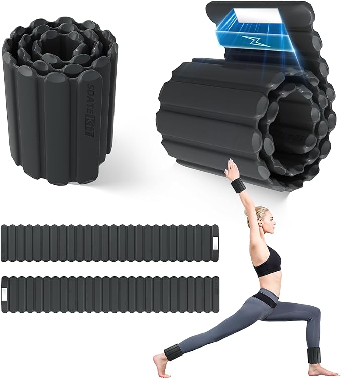 Wrist and Ankle Weights for Women & Men 2 Pack (1lb Each), Adjustable Silicone Wearable Arm & Leg Weights for Pilates, Gym, Yoga, Cardio, Strength Training