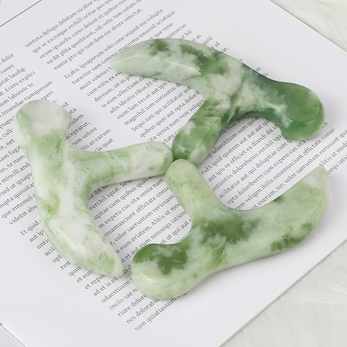 2Pcs Trigger Point Massage Tool, Deep Tissue Reflexology Acupressure, Jade Massage Tools, for Full Body Relaxing Myofascial Release Pain Relief, Natural Real Jade SPA