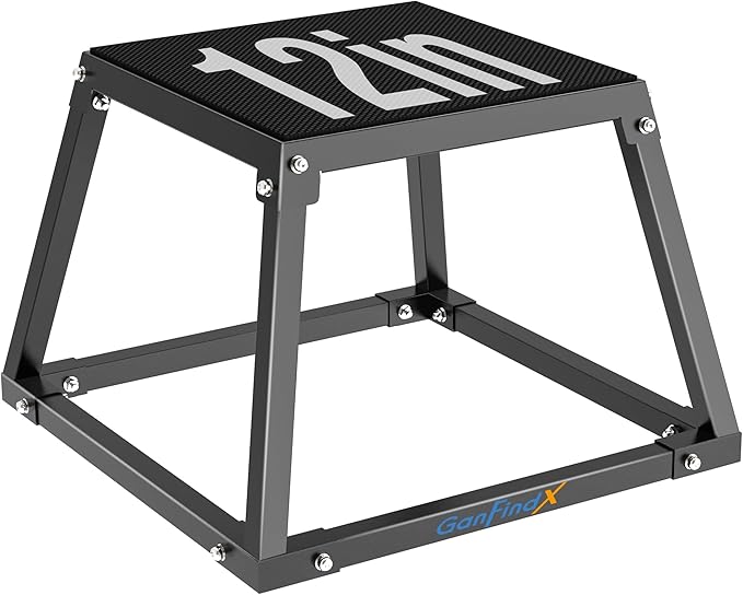 GanFindX Steel Plyometric Jump Box,12/18 Inch Heavy Duty Plyo Platform, Non-Slip Workout Step Box for Home Gym, Agility, Strength & Conditioning Training