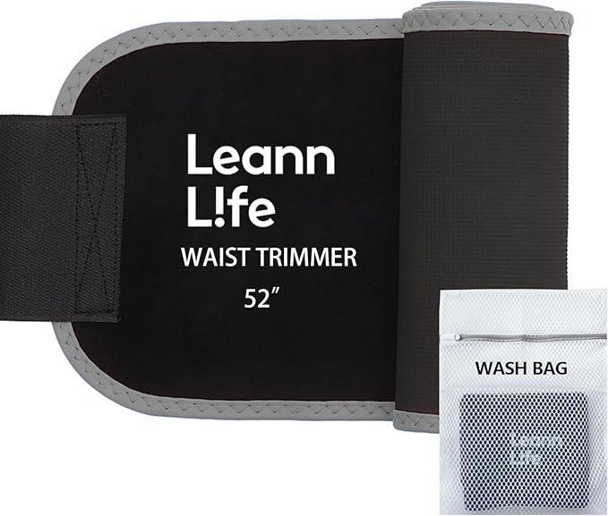 Waist Trimmer Belt – One Size 52″ Fits All Women & Men, Premium Neoprene Sweat Waist Trainer for Workout & Fitness