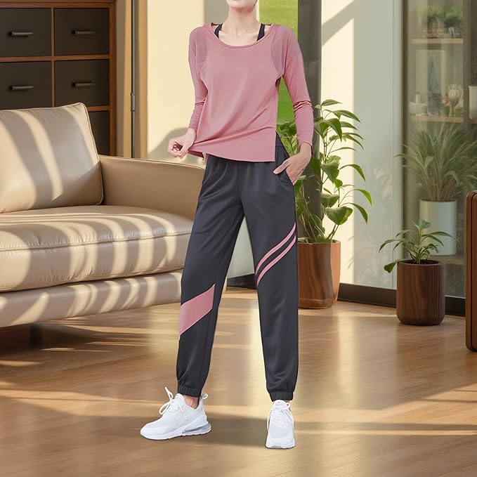 Sets For Women, Women'S Black Set Xxl, Breathable Pilates Clothing, High Waist Styled With Color Block Emphasis, Great For Fitness And Relaxed Clothing