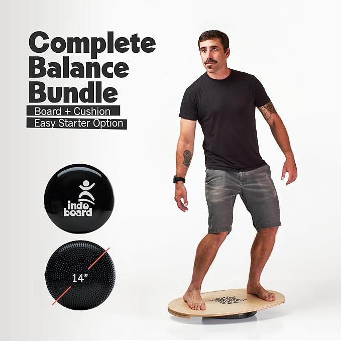 The Original Indo Board - Balance Board Trainer for Core Strength, Stability & Athletic Performance - Surfing, Skateboarding, Snowboarding, Yoga, Physical Therapy & More. Includes Board and Cushion - ROLLER NOT INCLUDED.