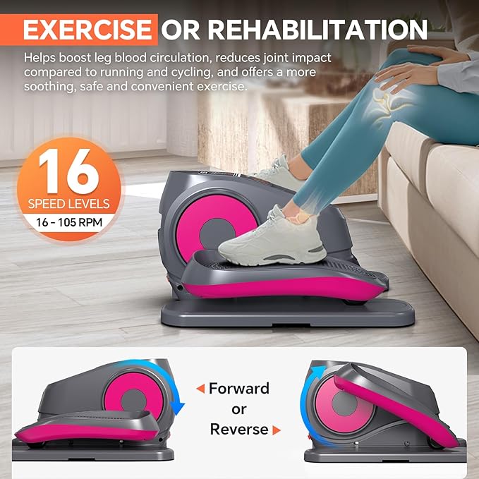2025 Under Desk Elliptical Machine, Electric Ellipse Leg Exerciser Pro As Seen On TV with 16 Adjustable Speed, Quiet and Fully Assembled with Remote Control & Non-Slip Foot Straps White New