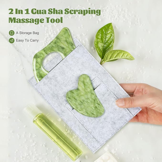 airogym Jade Stone Gua Sha Massage Tool Set, Gua Sha Muscle Scraper Tool,Scar Tissue Tool,Physical Therapy Tools,Muscle Soft Tissue Scraping Tool,Guasha Massage Scraper,Fascia Scraper Massage Tool