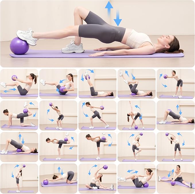 Pilates Ring Fitness Circles Set, High Resistance Yoga Ring Pilates Equipment Set for Women Includes Pilates Ring, 9 Inch Small Exercise Ball, 5 Resistance Bands at Home Pilates Workout Set