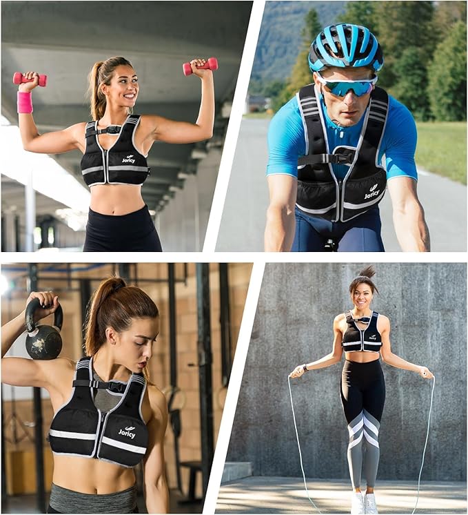 Weighted Vest Woman Men 6lb 8lb 10lb 12lb 14lb 16lb 20lb 25lb 30lb Weight Vest Zipper Front Rucking Vests With Reflective Strips for Walking Running Workout Strength Training Weight Loss Women