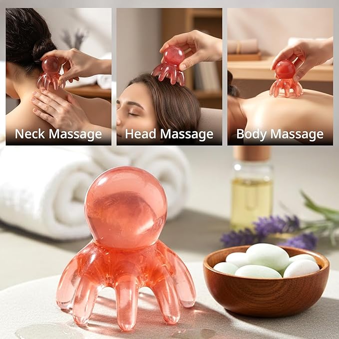 2 Pack Octopus Head Massager Comb: Hair Scalp Massage Tool Stress Relief Manual Relaxing Gifts for Men Women (Pink)