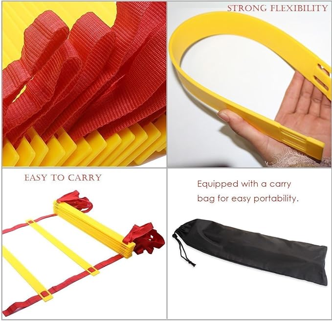 Speed Agility Exercise Hurdles with Carry Bag, Sport Home Gym Training Ladder, Soccer Football Fitness Faster Footwork Drills Aid, Adjustable Quickness Folder Equipment