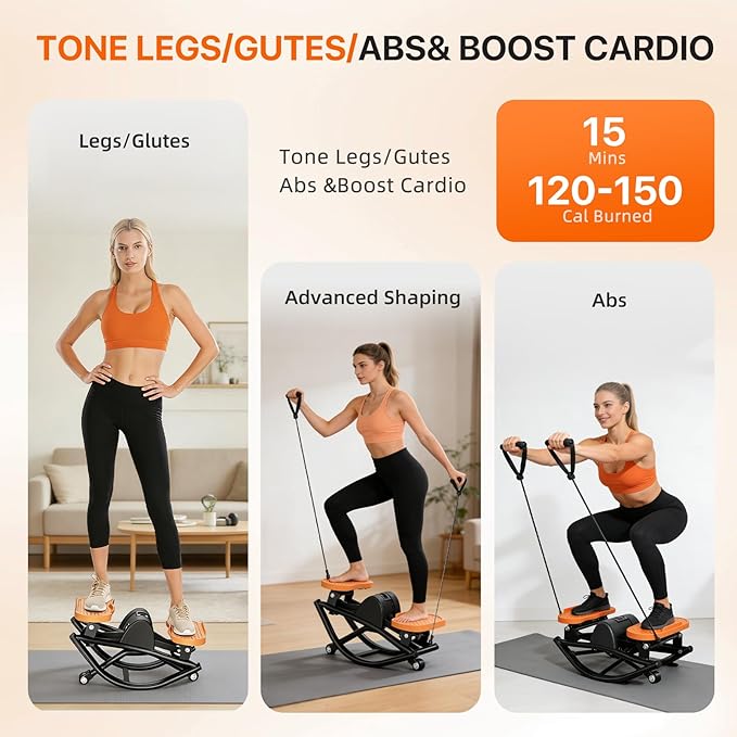 Rocking Stepper Side to Side Machine for Home, 330 lbs Lateral Rocking Stepper with Digital Monitor Resistance Bands– Quiet Low-Impact Cardio Equipment for Legs Glutes Abs