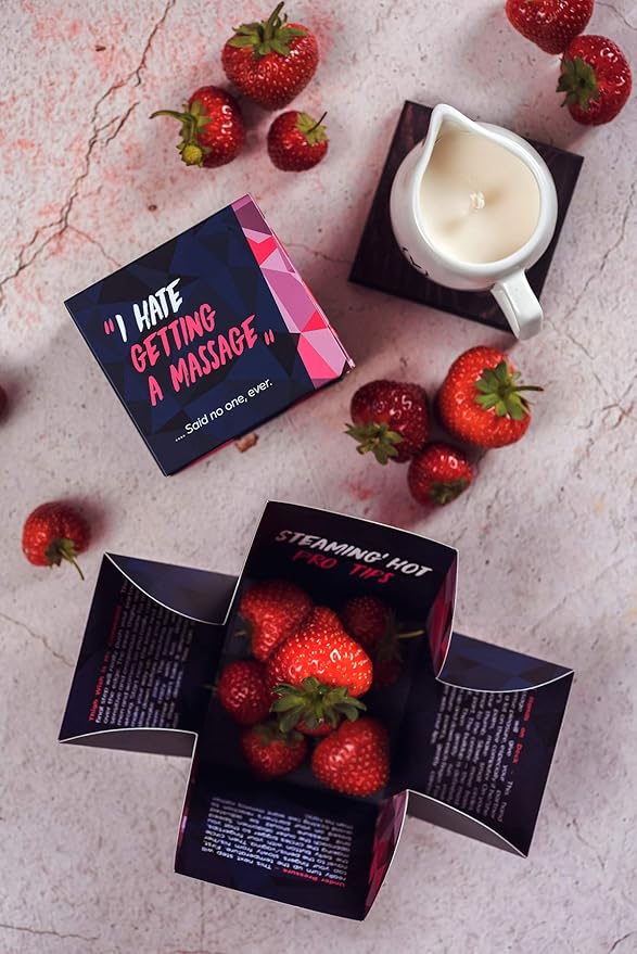 Kissable Massage Oil Candle – Sensual and Romantic Melt Massage Candles for Pleasant and Relaxing Massages (Wild Strawberry)