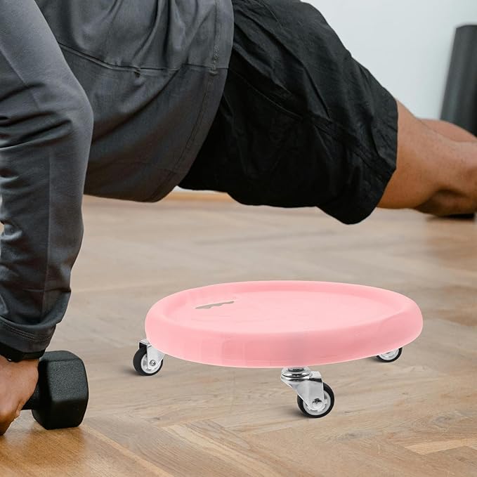 Milisten Ab Roller Wheel with Silent Sliding Disc and Knee Pad, Portable Core Strength Training Abdominal Exercise Machine for Home Workout and Belly Fat Burning, Pink