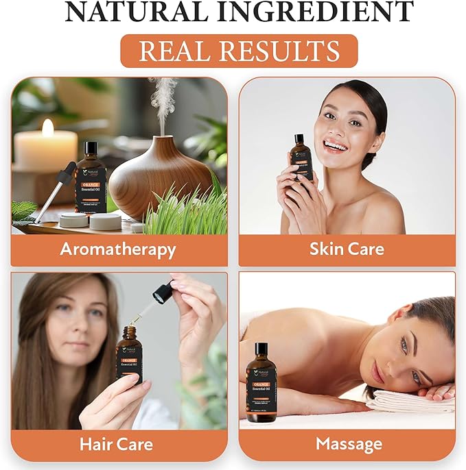 Essential Oil | Pure Aromatherapy Oil for Diffusers, Hair Growth, Skin, Scalp Care, Massage | Refreshing Hair Oil for Women & Men | Natural Essential Oil for Diffuser (Orange)