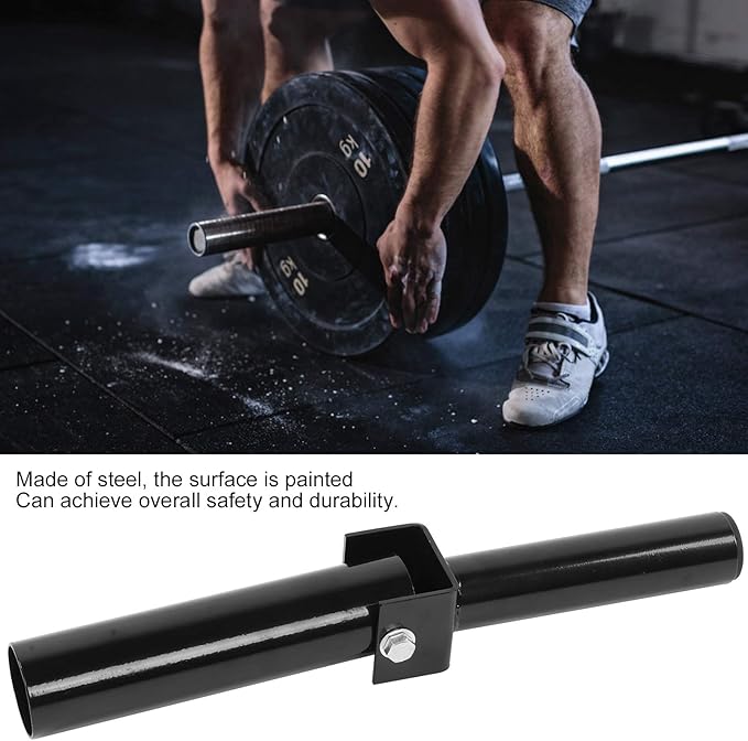 T Bar Row Attachment, 360° Rotating Steel Landmine Base for Barbell Power Core Strength Exercise Equipment for Home Gym, Black