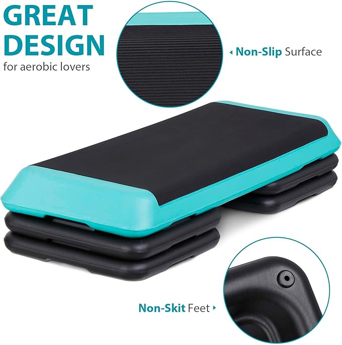 ZenStyle 43" Adjustable Aerobic Stepper Bench with 4/6/8 Inch Risers, Non-Slip Surface for Cardio, Strength Training & Home Fitness Workout