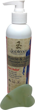 Jade Stone Heart Gua Sha & Massage Cream Kit by Jadience: Myofascial Therapy Tool | Muscle Joint Topical Analgesic | Natural Tension Relaxer for Body Pain Relief & Skin Conditions