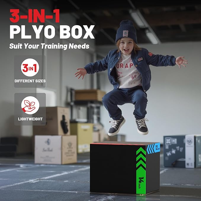 papababe 3-in-1 Plyometric Box Multi-use Jumping Exercise Equipment Trainer with Anti Slip Surface and High Density Foam for Workout Training