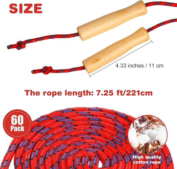 Lenwen Jump Rope Bulk 7.25ft Cotton Skipping 2026 Graduation Gift Adjustable Jump Rope with Handle for End of The School Training Exercise Christian Charity Donation Supplies