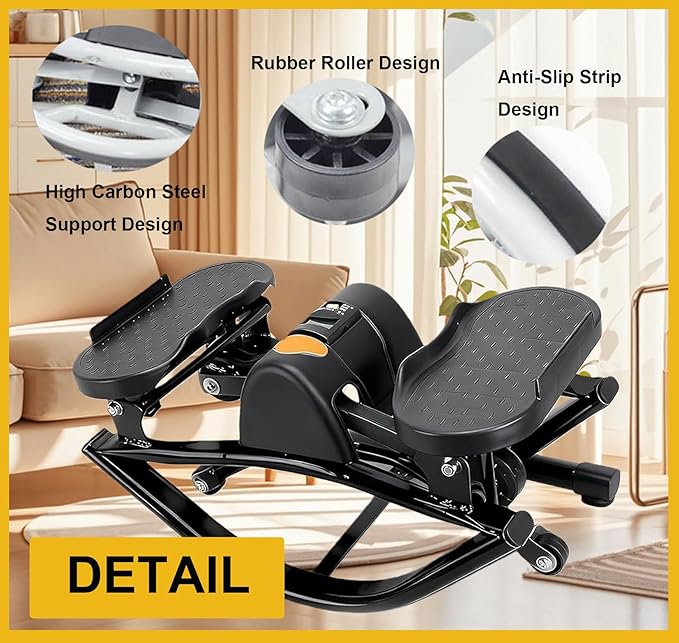 Rocking Stepper Side to Side Rock Stepper Side to Side Machine Rock Stepper Exercise Machine with Resistance Bands&Led Display, Low-Impact Home Workout Machine for Knees Joints Legs