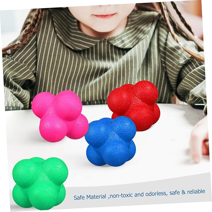 Kisangel 6 Pcs Hexagonal Reaction Balls Reflex Training Equipment for Sports Agility Improvement Lightweight Portable Design Colorful for Basketball Soccer Volleyball Football Exercises