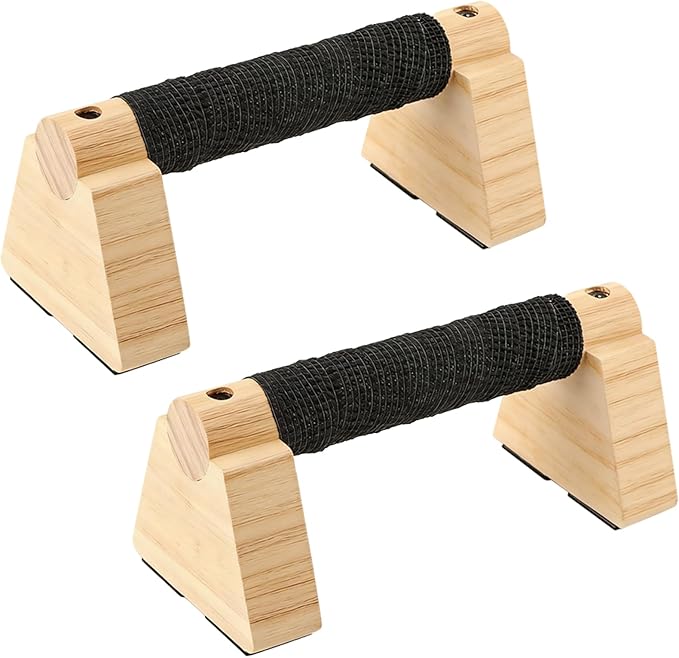 Wooden Parallettes Bars - Professional Solid Wood Push Up Stands for Calisthenics, Handstand & Planche Training at Home Gym, Non-Slip Grips for Wrist Comfort Pushup Handle for Strength Training