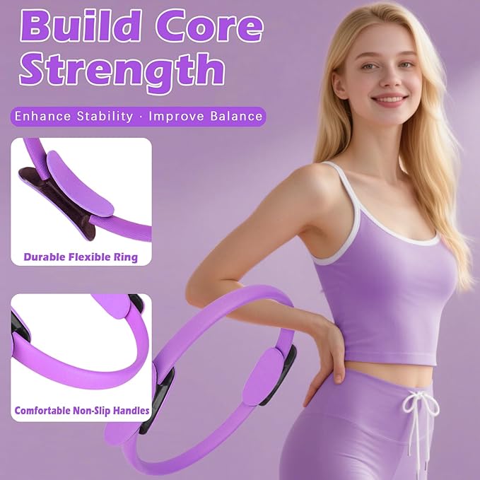 Pilates Kit for Home Workouts – Pilates Equipment Set with Ring, Ball, Resistance Bands, Pilates Accessories, Pilates Essentials Kit for Women, Pilates Sets for Home Exercise