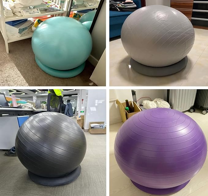 Yoga Ball Chair Office Ball Chair with Base & Pump, Stability Yoga Ball Seat for Back Pain Relief, Home Gym Exercise Ball Chair for Core Strength Training ( Color : Light Gray , Size : Diameter 75cm (