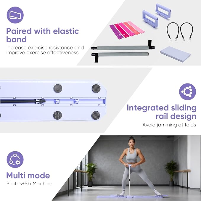 Prorobust Pilates Board, 9 in 1 Mini Plilates Reformer Set, Multifuncional Portable Pilates Reformers Board Kit for Home Gym Workout, Free Combination 100+ Exercise Mode
