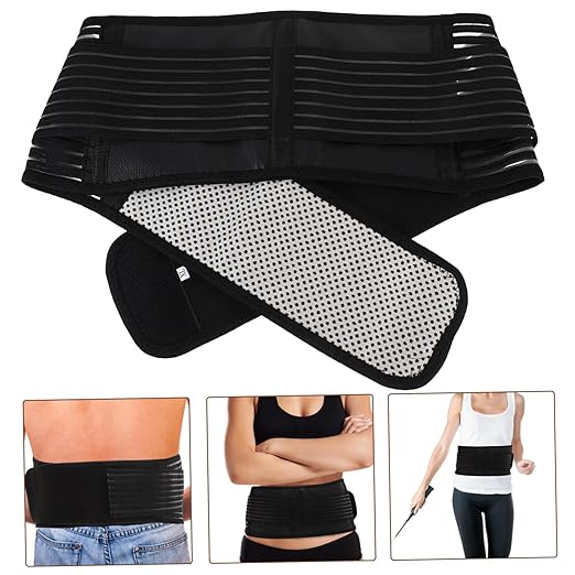 2pcs Portable Adjustable Elastic Self-heating Magnetic Therapy Lumbar Support Belt Xl Black for Back Rehabilitation and Joint Support Materials