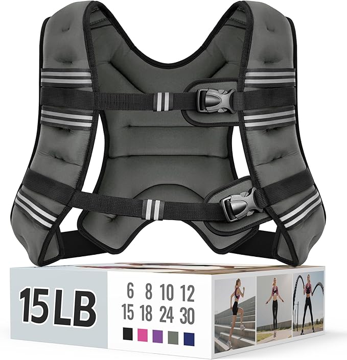 Weighted Vest for Women & Men with Reflective Stripe and Adjustable Buckle, Comfortable & Durable Rucking Vest for Walking, Running & Strength Training
