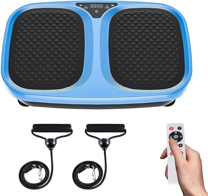 NEWBULIG Vibration Plate, Whole Body Workout Vibrating Platform with LED Touch Screen & Pull Ropes for Weight Loss & Muscle Toning, Home Gym Fitness Equipment with Remote Control for Women Men, Black