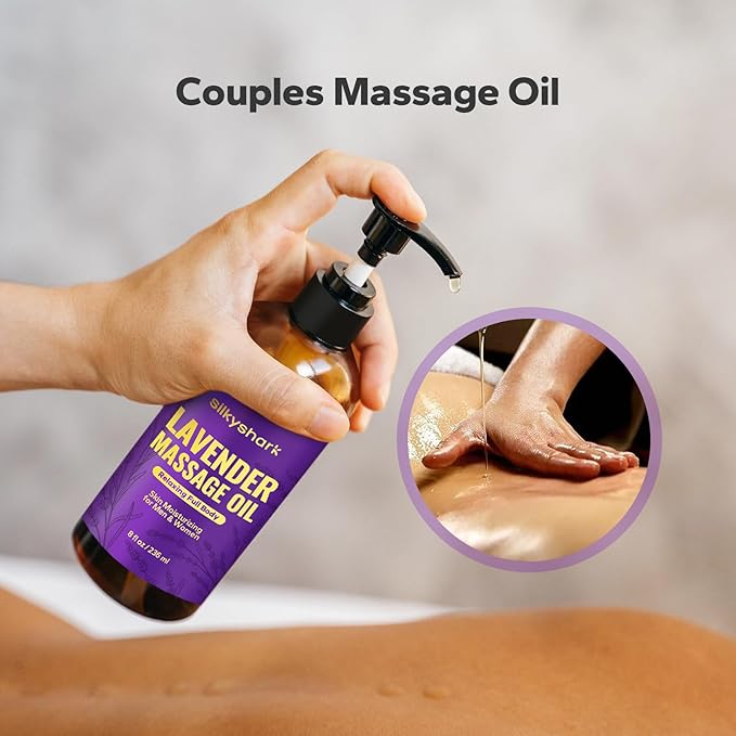 Lavender Massage Oil (8 Fl Oz), Aromatherapy Massage Oil, Lavender Bliss Massage Oil, Natural Relaxation for Mind and Body