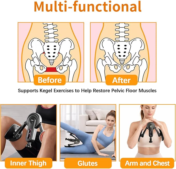Thigh Trainer, 0–132 lb Adjustable Kegel Exerciser with LED Display, Pelvic Floor Muscle Exercise Device for Men and Women