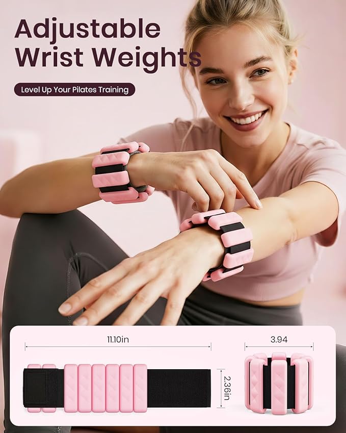 Pilates Ring Set, Magic Circle Yoga Ring, Pilates Ball, Adjustable Ankle Wrist Weights, Resistance Bands, Mini Ball, Pilates Starter Kit for Strength, Workout Guide Included