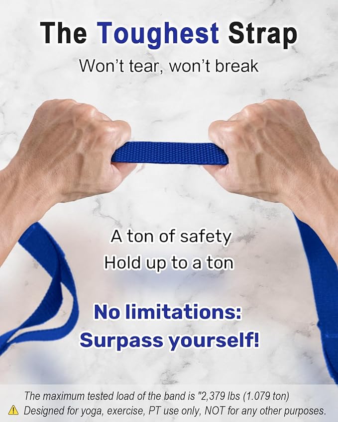 Tumaz Stretching Strap - 10 Loops & Non-Elastic Yoga Strap - Perfect Home Workout Stretch Strap for Physical Therapy, Yoga, Pilates, Flexibility
