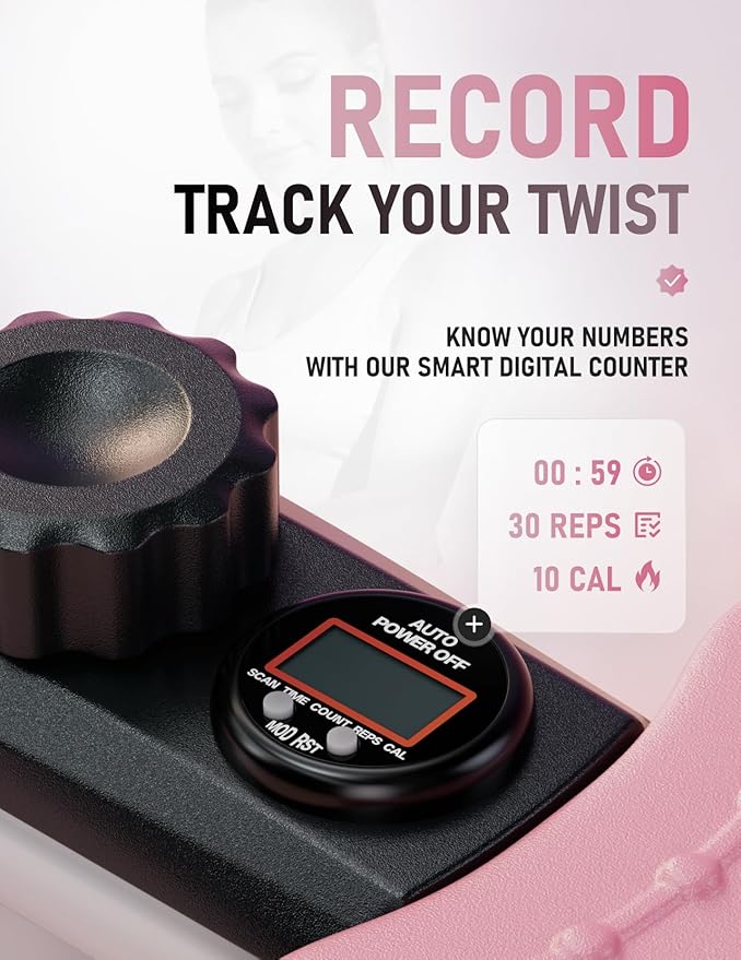 Waist Twister Machine Exercise, Ab Twist Board with Smart LED Digital Counter, Supports 300 lbs, Noiseless, Anti-Slip, Compact Portable for Home Gym Workout Equipment