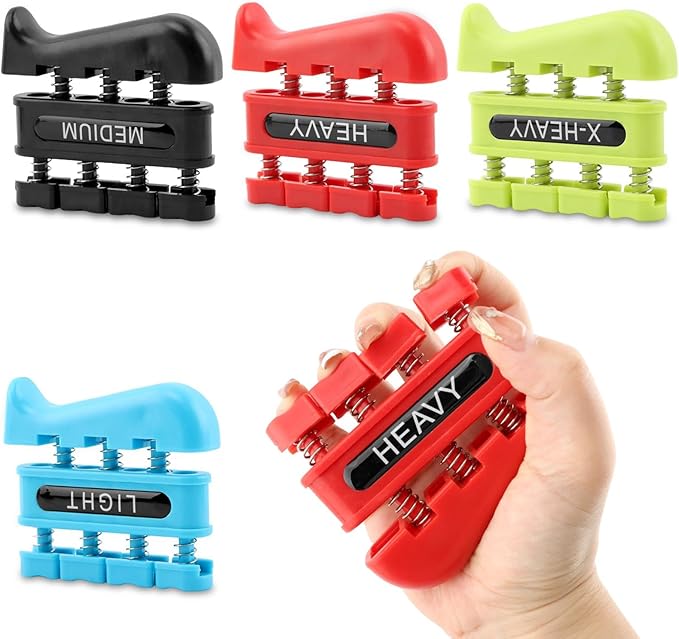 4Pcs Finger Strengthener, Finger Exerciser, Hand Exerciser for Improve Dexterity and Strength in Fingers, Hands, Forearms–Grip Strength Trainer for Musicians, Climbers