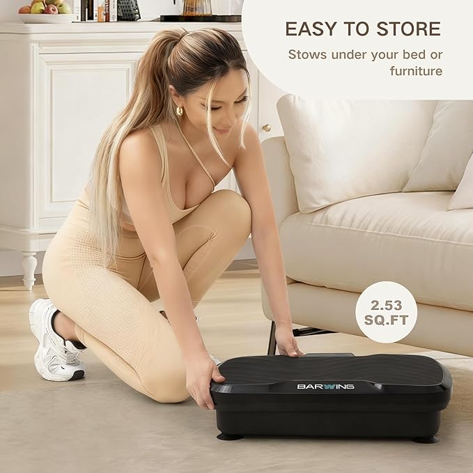 BARWING Vibration Plate Exercise Machine for Lymphatic Drainage Vibrating Power Plate Vibration Platform Shaker Whole Body Plates for Weight Loss with Fitness Resistance Bands 300 LBS Capacity