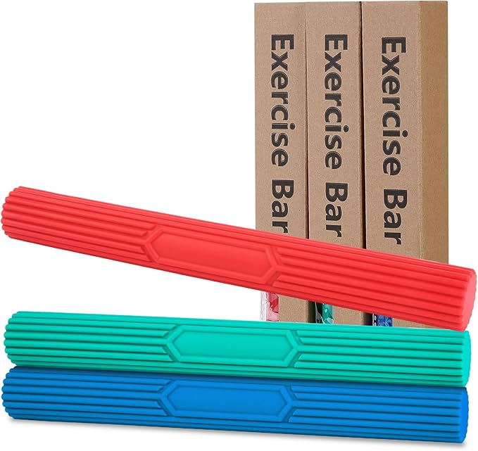 Inspack Flex Tennis Elbow Therapy Bar, Flexbar Treatment, Grip Strength Trainer, Therabars Flex Bars Physical Tendonitis, Wrist, Pain Relief, Forearm Strengthener Hand Exercise, Resistance Twist 25lb 15lb 10lb