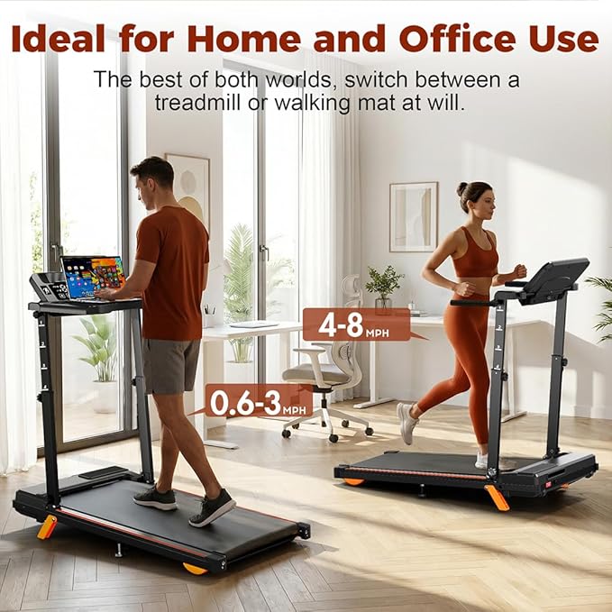 Walking Pad Treadmill with Desk, Foldable Treadmills for Home, Quiet Treadmill with 10% Incline, 300lbs Weight Capacity Walking or Running for Home Office