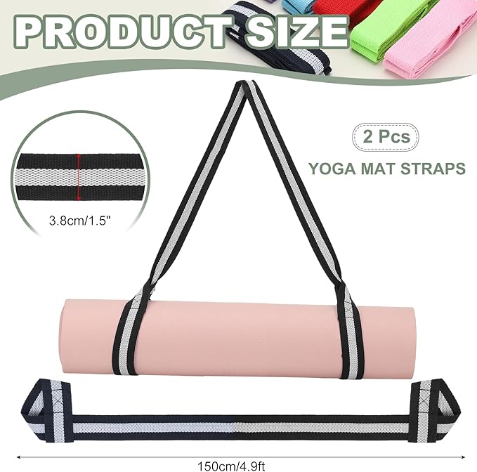 Yoga Mat Straps for Carrying, Adjustable Exercise Mat Sling Holder Multi Purpose Mats Carrier
