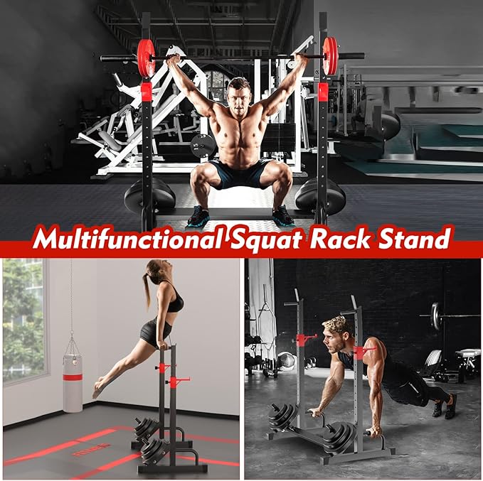 FONBEAR Adjustable Squat Rack, Barbell Rack, Bench Press 550 LBS Max Load Multi-Function Home Gym Weight Lifting Dumbbell Racks Stands - Great for Beginners and Professional Use