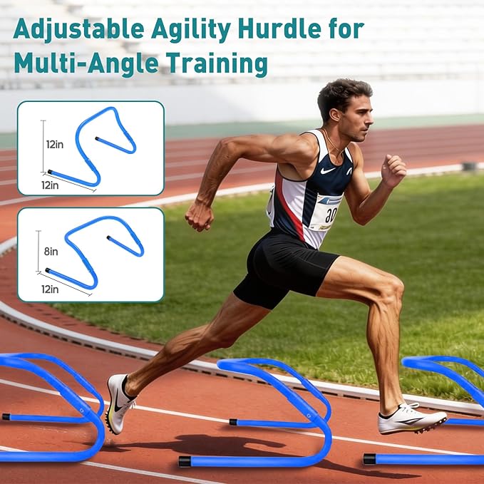 OLIXIS Soccer Agility Training Equipment Set- 20 ft Speed Ladder, 12 Soccer Cones, 4 Agility Hurdles, Jump Rope, Resistance Parachute Speed Training Equipment for Kids, Youth, Adults