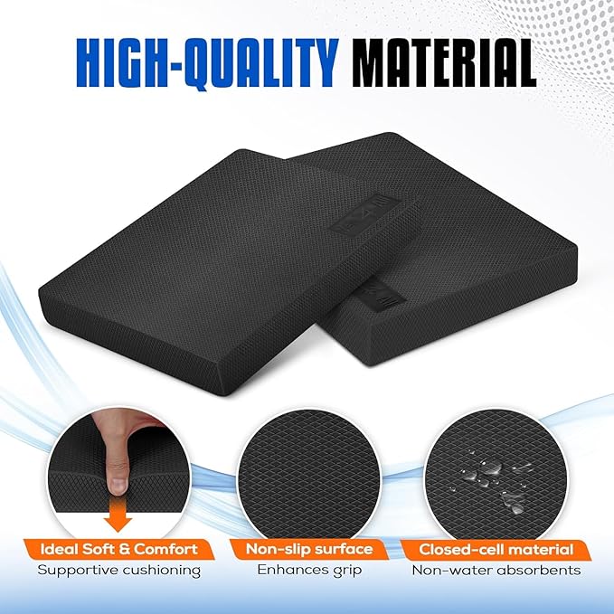 Yes4All Wood Slant board & Balance board (2in1) + Balance Pad XL Black Physical Therapy, Yoga & Stability Training Balance Mat