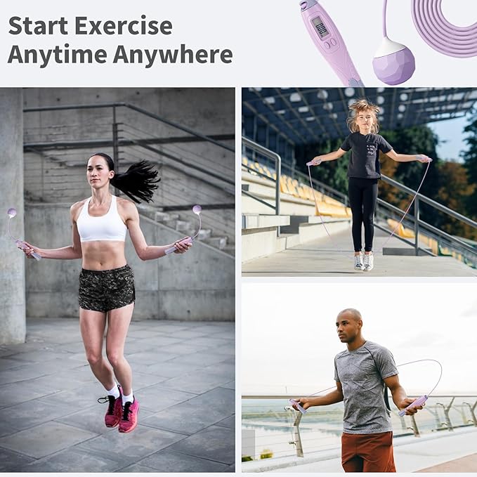 Jump Rope With Counter - Cordless Ropeless Skipping for Fitness Training - Speed Rope With Digital Handle for Exercises - Men, Women and Kids - Wireless Indoor Outdoor