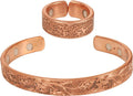 Handcrafted Copper Magnetic Hand Forged with Solid and High Gauge Tibetan Style Minimalistic Elegance Copper Bracelet and Matching Ring.