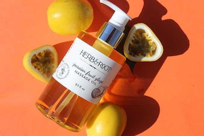 Passion Fruit Glaze Massage Oil, 8.5 oz | Tropical Maracuja Body Oil with Coconut & Sweet Almond Oils | Non-Sticky, Lightweight, Moisturizing Massage Oil & Gift